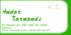 andor kormondi business card